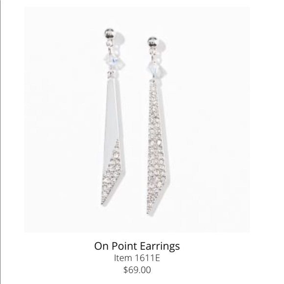 Touchstone Crystal “On Point Earrings” 2” Length - Picture 1 of 4